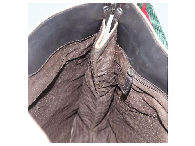 Borsa a spalla GUCCI Web Sherry Line in tela beige argento rosso 001 4306 Auth hk2865 - vista 18