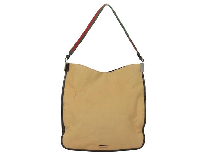 Borsa a spalla GUCCI Web Sherry Line in tela beige argento rosso 001 4306 Auth hk2865 - vista 2