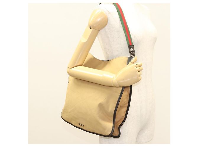 Borsa a spalla GUCCI Web Sherry Line in tela beige argento rosso 001 4306 Auth hk2865 - vista 22