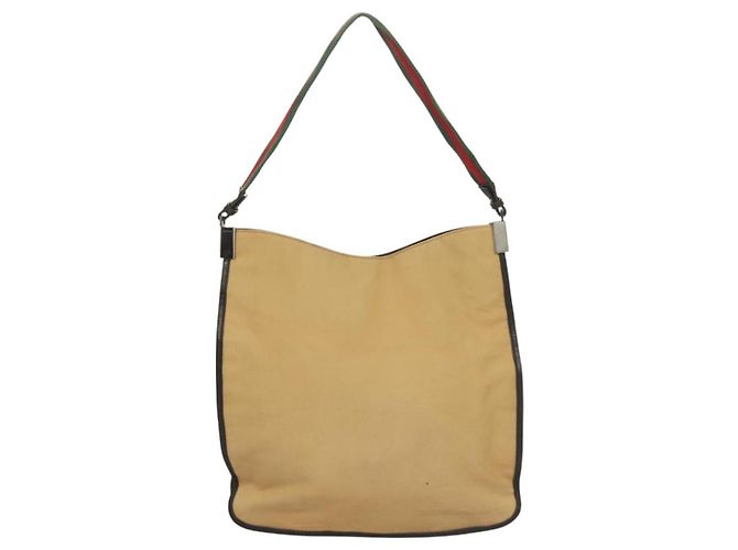 Borsa a spalla GUCCI Web Sherry Line in tela beige argento rosso 001 4306 Auth hk2865 - vista 3