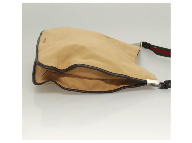 Borsa a spalla GUCCI Web Sherry Line in tela beige argento rosso 001 4306 Auth hk2865 - vista 4