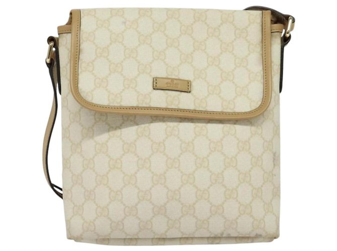 Borsa a spalla GUCCI GG Supreme PVC Bianco Oro 223666 Auth bs26841 D'oro - vista 2