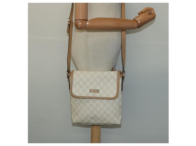 Borsa a spalla GUCCI GG Supreme PVC Bianco Oro 223666 Auth bs26841 D'oro - vista 22