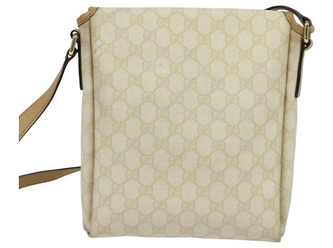 Borsa a spalla GUCCI GG Supreme PVC Bianco Oro 223666 Auth bs26841 D'oro - vista 3
