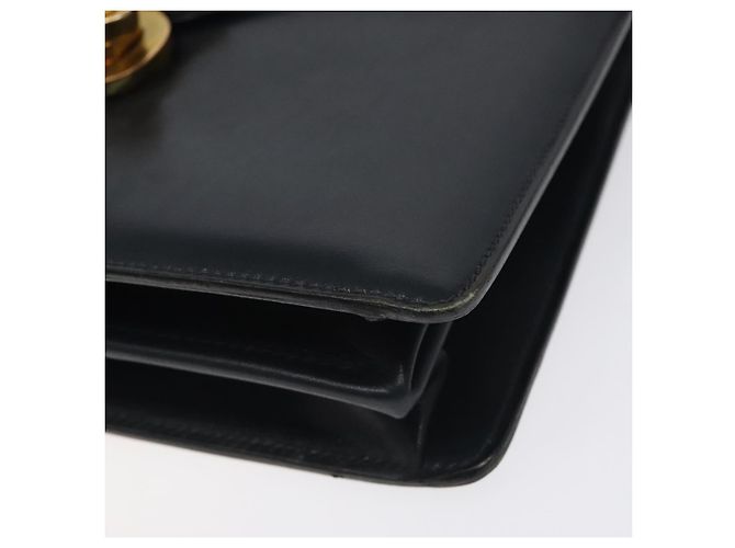 Borsa a mano GUCCI in pelle blu navy oro Auth ep9190 D'oro - vista 10