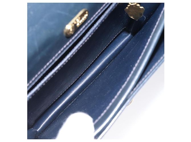 Borsa a mano GUCCI in pelle blu navy oro Auth ep9190 D'oro - vista 17