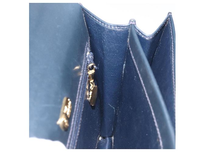 Borsa a mano GUCCI in pelle blu navy oro Auth ep9190 D'oro - vista 18