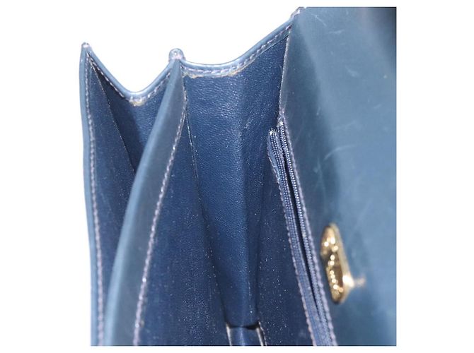 Borsa a mano GUCCI in pelle blu navy oro Auth ep9190 D'oro - vista 19