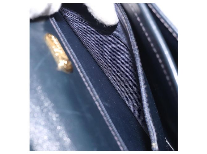 Borsa a mano GUCCI in pelle blu navy oro Auth ep9190 D'oro - vista 20