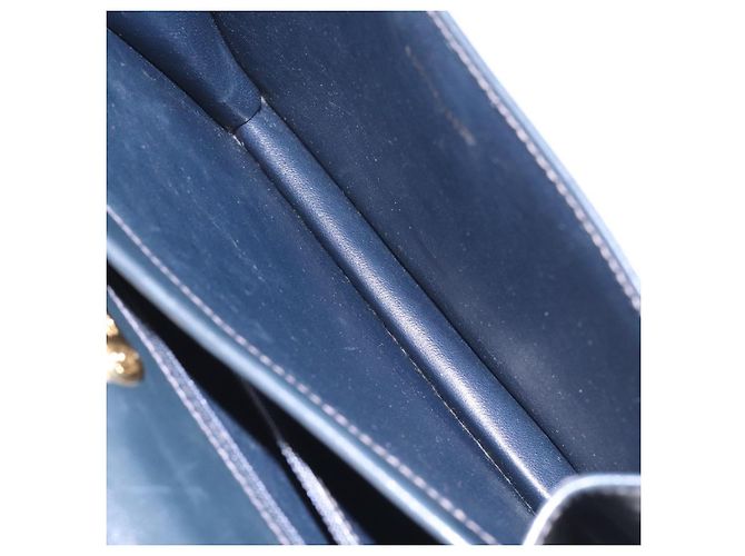 Borsa a mano GUCCI in pelle blu navy oro Auth ep9190 D'oro - vista 21