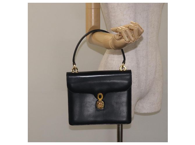 Borsa a mano GUCCI in pelle blu navy oro Auth ep9190 D'oro - vista 22