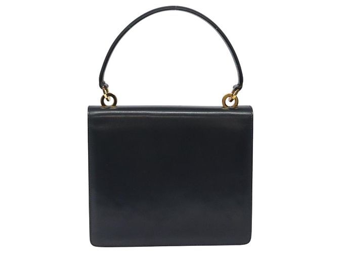Borsa a mano GUCCI in pelle blu navy oro Auth ep9190 D'oro - vista 3