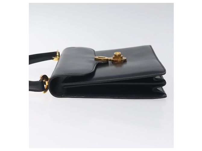 Borsa a mano GUCCI in pelle blu navy oro Auth ep9190 D'oro - vista 5