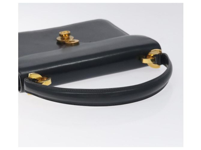 Borsa a mano GUCCI in pelle blu navy oro Auth ep9190 D'oro - vista 7
