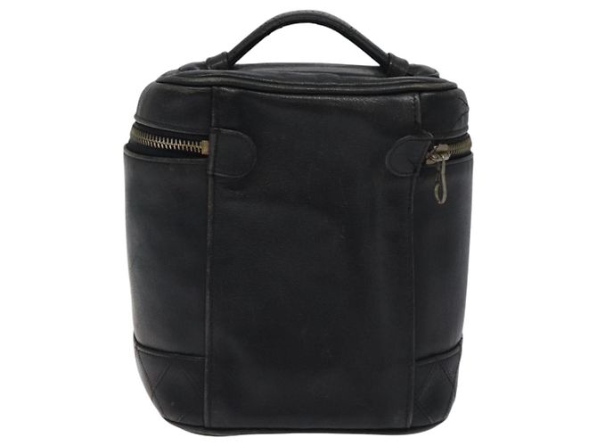 CHANEL Vanity Pouch in pelle di agnello nera con CC dorato Auth bs26985 Nero D'oro - vista 3