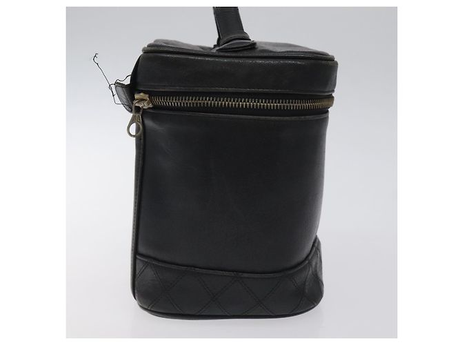 CHANEL Vanity Pouch in pelle di agnello nera con CC dorato Auth bs26985 Nero D'oro - vista 5