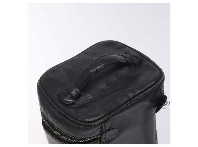 CHANEL Vanity Pouch in pelle di agnello nera con CC dorato Auth bs26985 Nero D'oro - vista 6