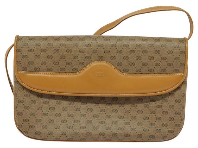 Gucci Borsa a Spalla Micro GG Supreme PVC Beige Oro 004 106 0024 Auth ki5768 D'oro - vista 2