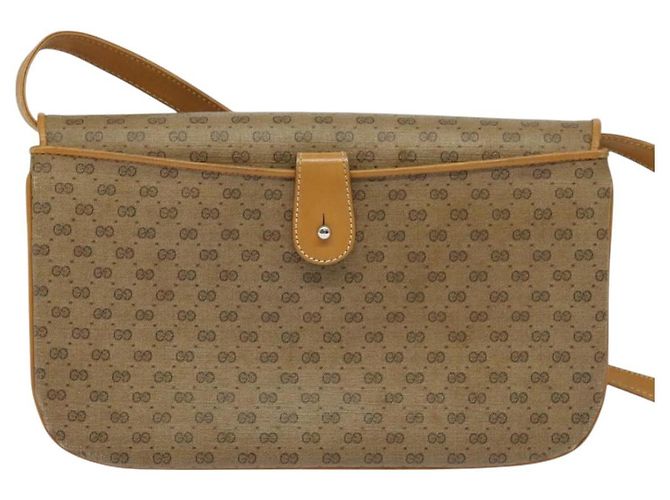 Gucci Borsa a Spalla Micro GG Supreme PVC Beige Oro 004 106 0024 Auth ki5768 D'oro - vista 3