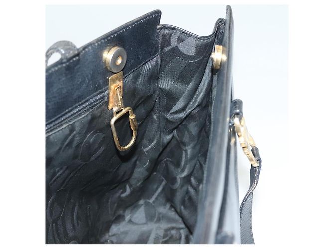 Borsa Tote Gancini in pelle nera e oro di Salvatore Ferragamo Auth bs26846 Nero D'oro - vista 17