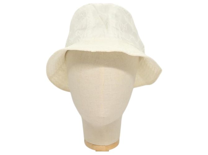 GUCCI GG Canvas Bucket Hat L Weiß Auth hk2863 - Ansicht 2