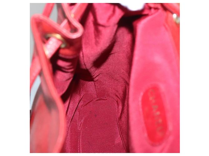CHANEL Kaviarhaut Rucksack Kaviarhaut Rot Gold CC Auth 127574 - Ansicht 17