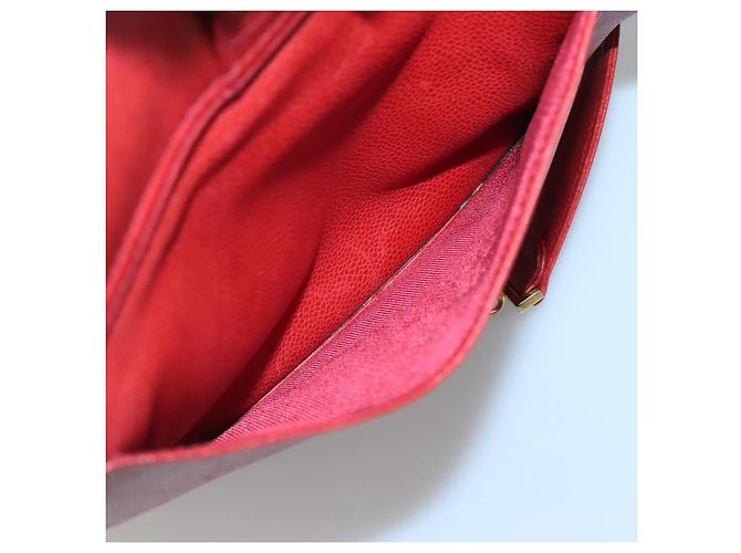 CHANEL Kaviarhaut Rucksack Kaviarhaut Rot Gold CC Auth 127574 - Ansicht 18