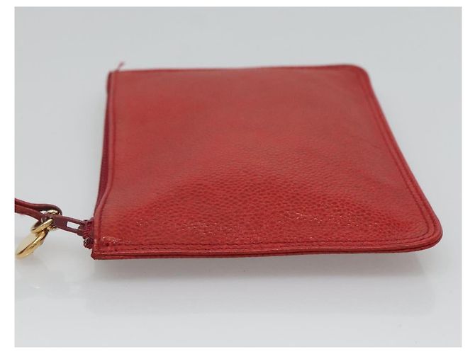 CHANEL Kaviarhaut Rucksack Kaviarhaut Rot Gold CC Auth 127574 - Ansicht 21