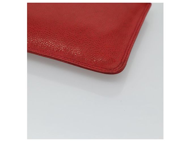 CHANEL Kaviarhaut Rucksack Kaviarhaut Rot Gold CC Auth 127574 - Ansicht 24