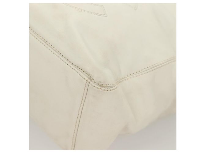 CHANEL Ketten-Tote Tasche aus Lammleder Weiß CC Auth 128237 - Ansicht 11