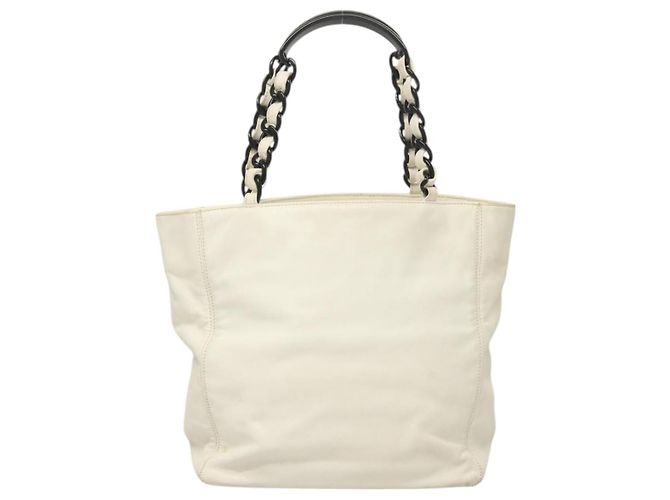 CHANEL Ketten-Tote Tasche aus Lammleder Weiß CC Auth 128237 - Ansicht 3