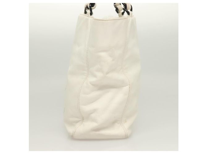 CHANEL Ketten-Tote Tasche aus Lammleder Weiß CC Auth 128237 - Ansicht 4