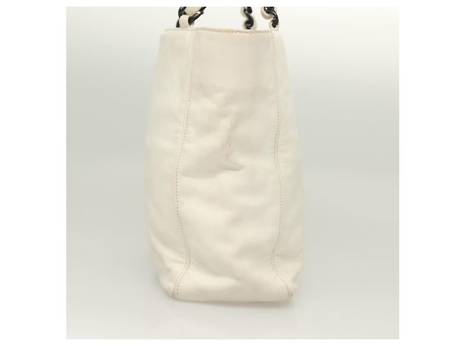 CHANEL Ketten-Tote Tasche aus Lammleder Weiß CC Auth 128237 - Ansicht 5