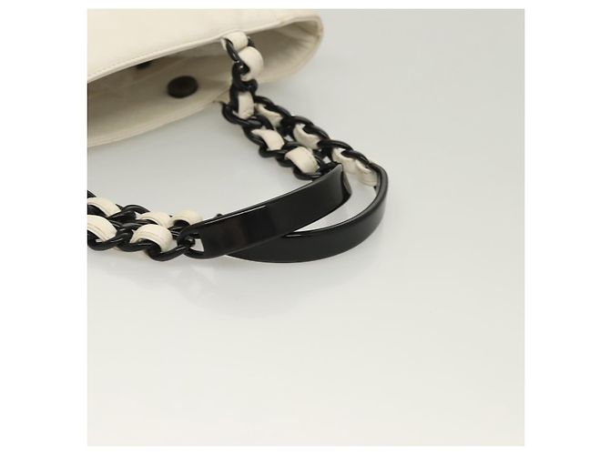 CHANEL Ketten-Tote Tasche aus Lammleder Weiß CC Auth 128237 - Ansicht 7