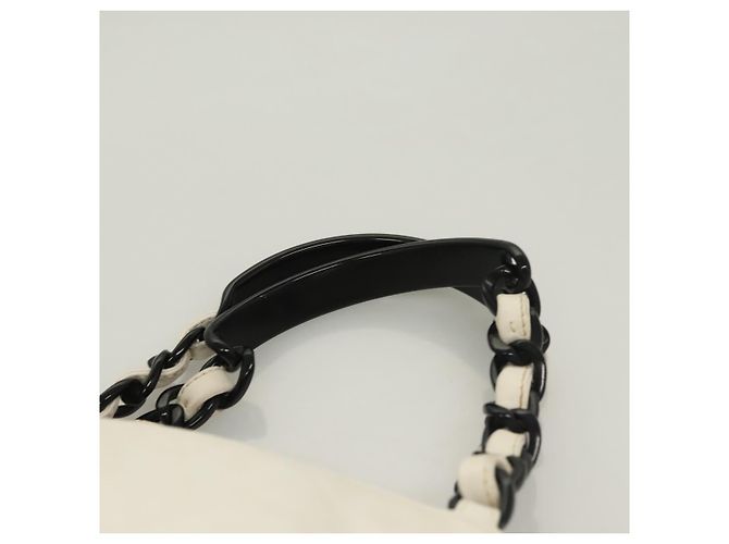 CHANEL Ketten-Tote Tasche aus Lammleder Weiß CC Auth 128237 - Ansicht 8