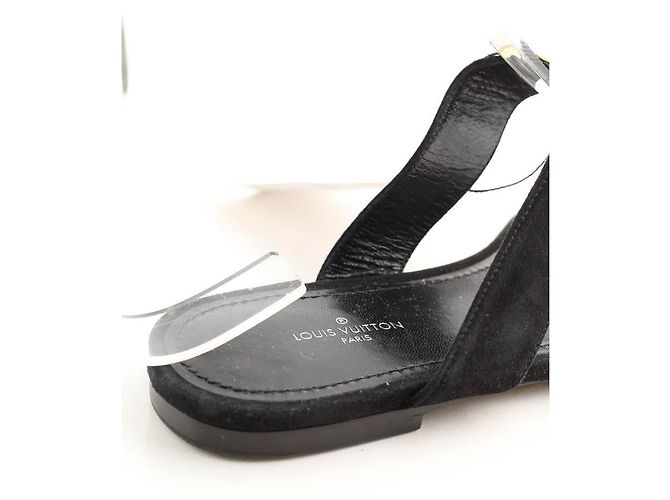 Louis Vuitton Infradito in suede nero - vista 3