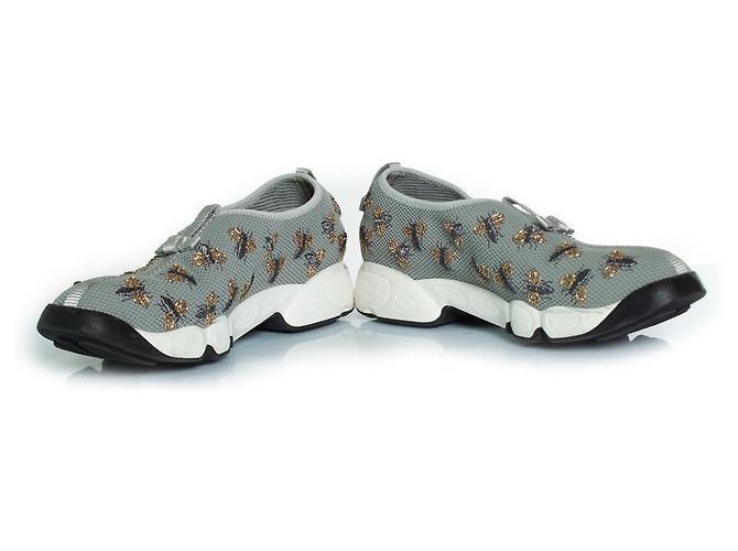 Christian Dior Dior, graue Biene verzierte Mesh-Fusionsneaker - Ansicht 6