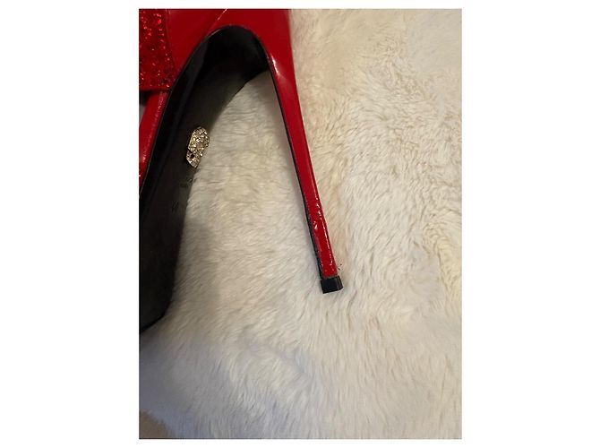 Sandali Philipp Plein Loves Rock and Roll in pelle rossa Rosso - vista 4