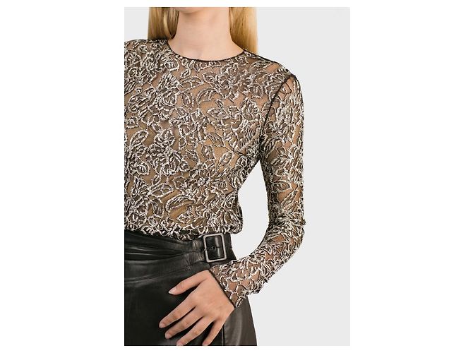 Top in pizzo nero e argento Dior - vista 4