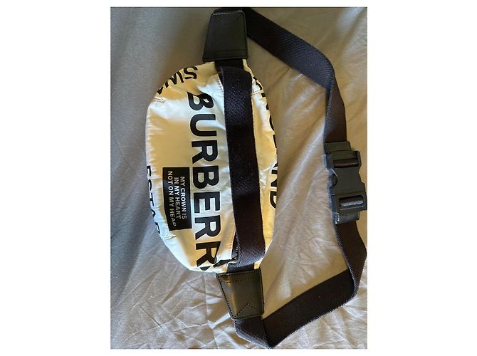 borsa a cintura Burberry nera e bianca in tessuto Nero Bianco - vista 2