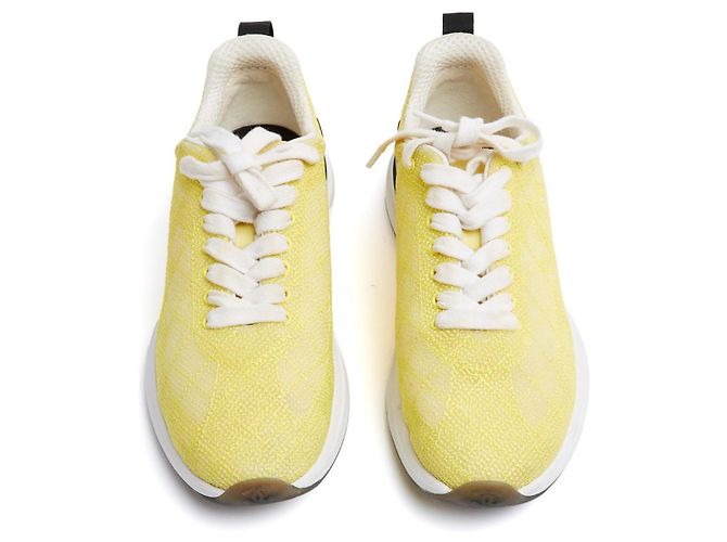 Chanel Schnürschuhe Gelb EU37.5 Gelbes technisches Gewebe CC Sneakers UK4.5 US7 - Ansicht 3