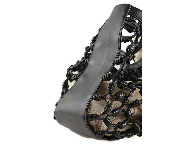 Antik Batik Schwarze Lederhandtasche - Ansicht 2