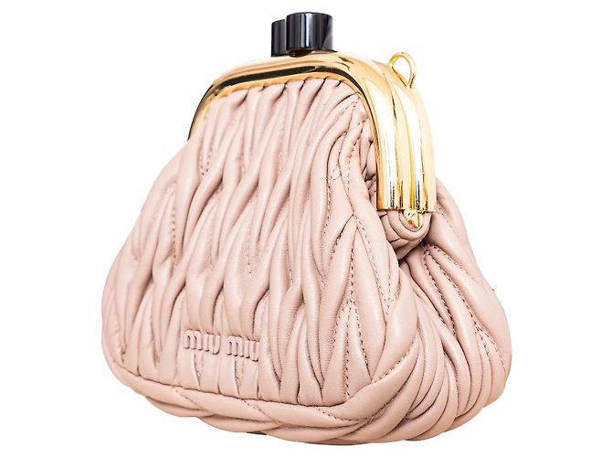 Miu Miu Belle Mini Matelassé Clutch Rosa - vista 5