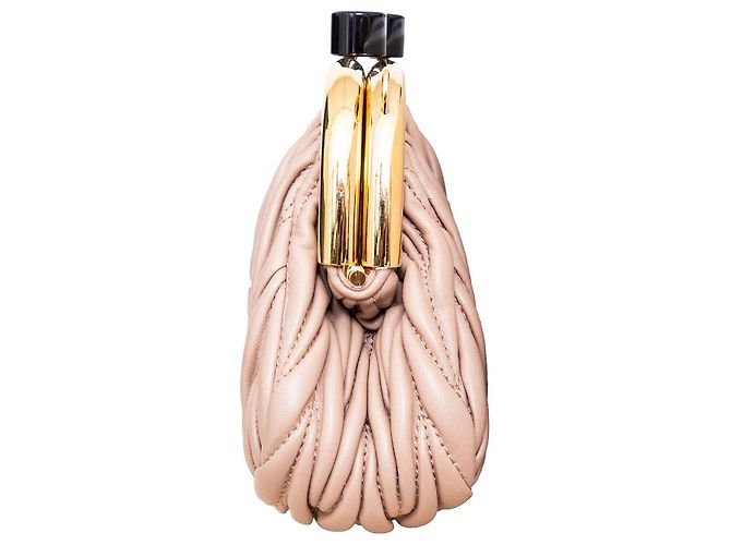 Miu Miu Belle Mini Matelassé Clutch Rosa - vista 6
