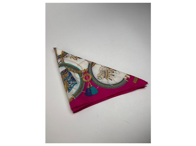 Céline Sciarpa barocca vintage Celine rossa Rosa - vista 9