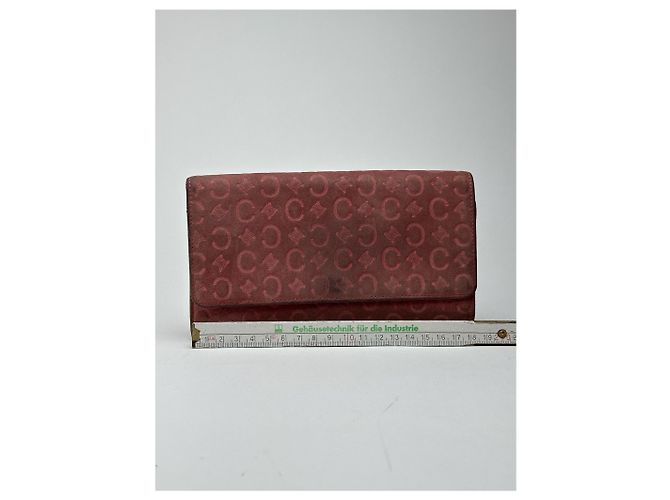 Triomphe Céline Vintage Celine suede macadam Monogram Wallet pink Brown - view 11