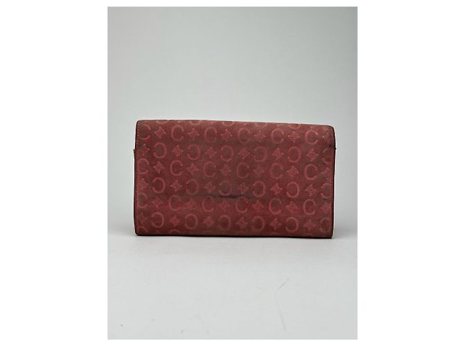 Triomphe Céline Vintage Celine suede macadam Monogram Wallet pink Brown - view 2