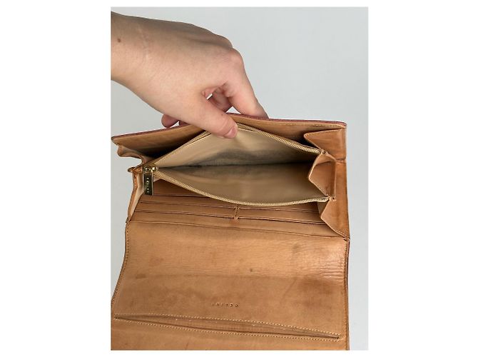 Triomphe Céline Vintage Celine suede macadam Monogram Wallet pink Brown - view 3