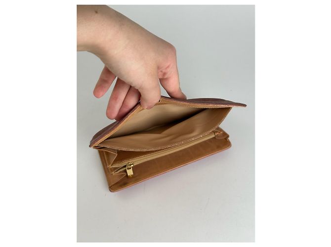 Triomphe Céline Vintage Celine suede macadam Monogram Wallet pink Brown - view 4