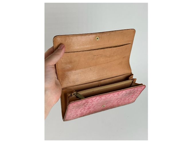 Triomphe Céline Vintage Celine suede macadam Monogram Wallet pink Brown - view 5